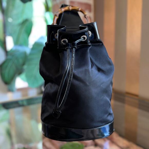 GUCCI Bamboo Sling Nylon Vintage Shoulder Bag - Picture 1 of 16